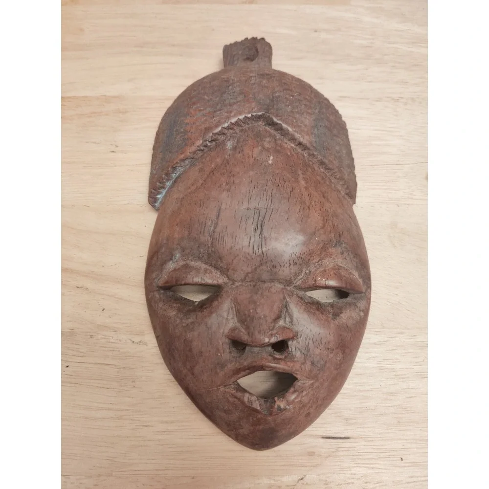 Set Of 2 Vintage African Tribal Masks Hand-Carved Wall‎ Hanging